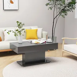 High Gloss Grey Coffee Table - 96x50x45 cm