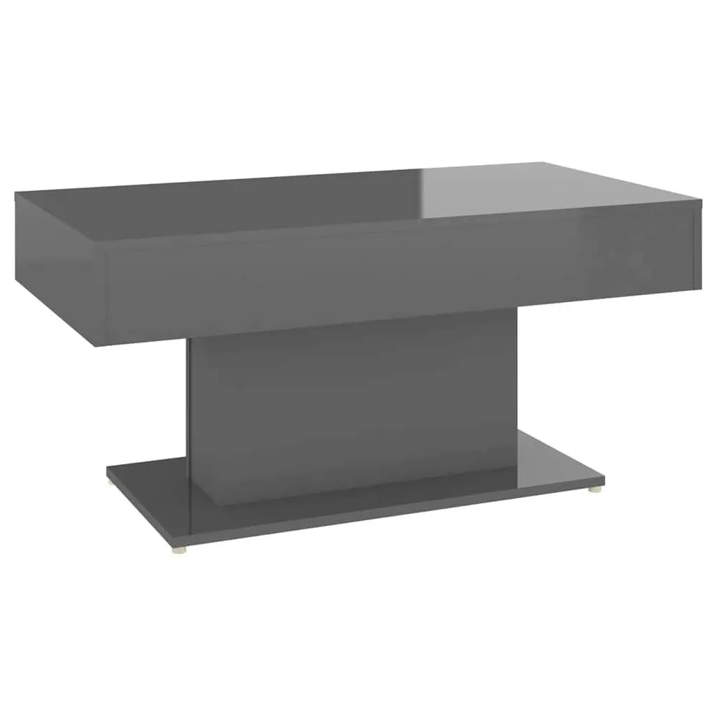 Grey Coffee Table High Gloss 96x50x45 cm Engineered Wood Centre Accent