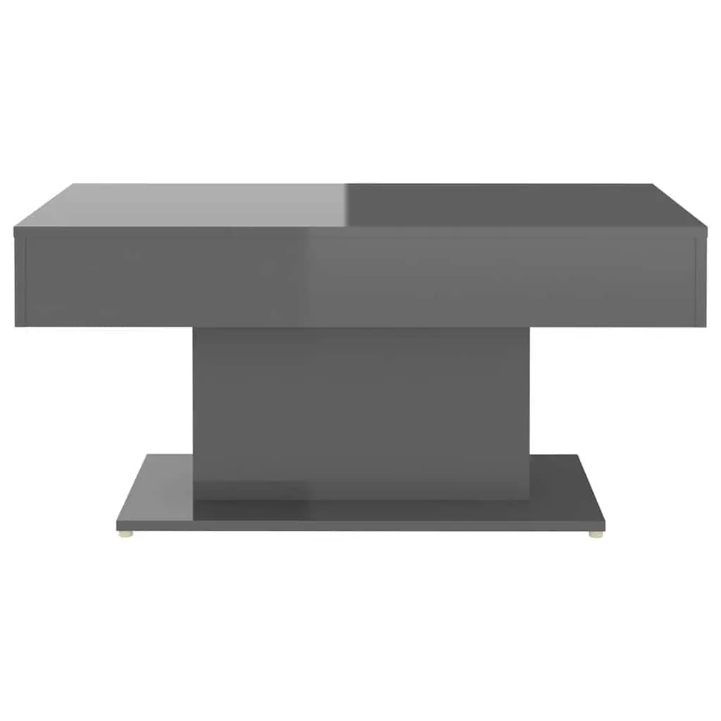 Grey Coffee Table High Gloss 96x50x45 cm Engineered Wood Centre Accent