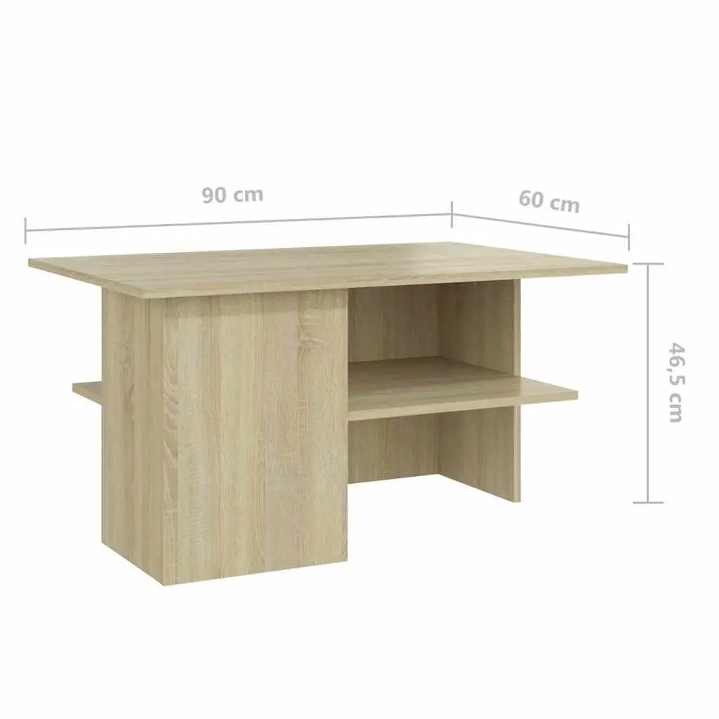 Coffee Table with Storage Shelf in Sonoma Oak