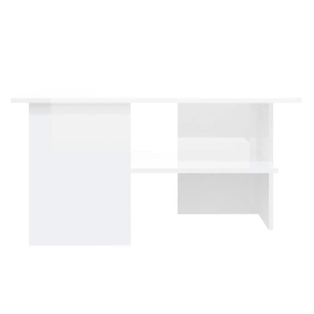 High Gloss White Coffee Table with Storage Shelf
