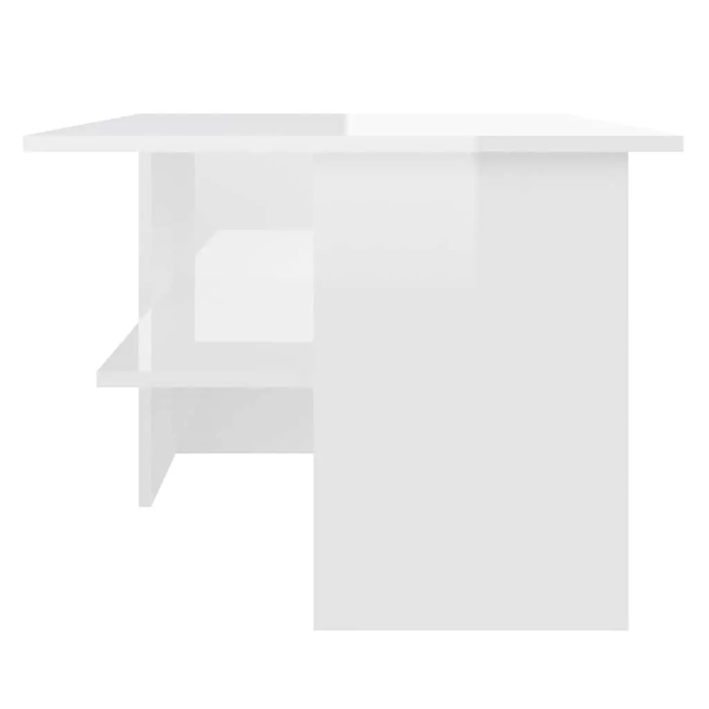 High Gloss White Coffee Table with Storage Shelf