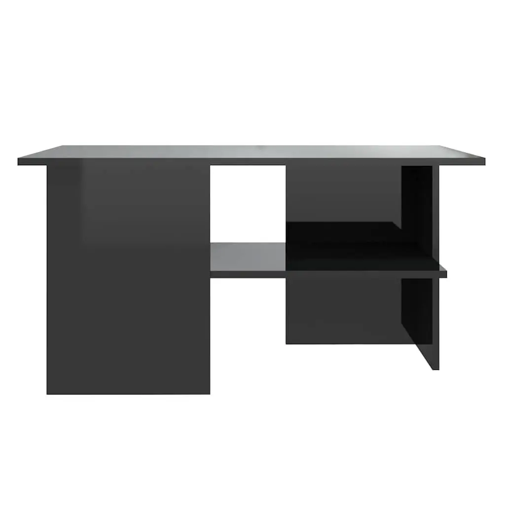 High Gloss Black Coffee Table with Storage Shelf