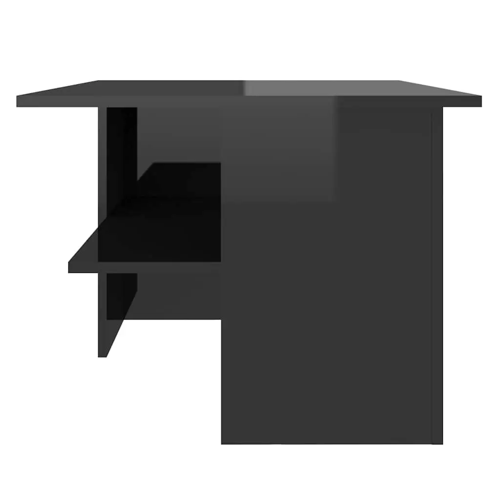 High Gloss Black Coffee Table with Storage Shelf