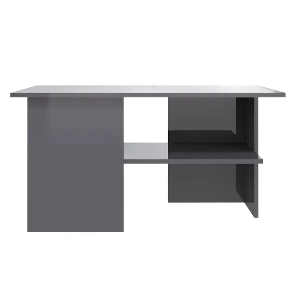 Grey High Gloss Coffee Table with Storage Shelf