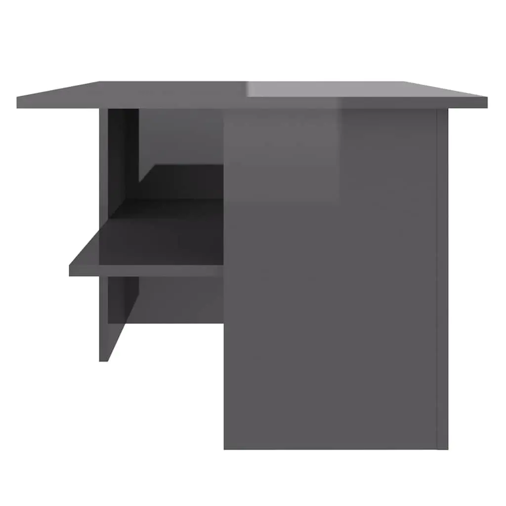 Grey High Gloss Coffee Table with Storage Shelf
