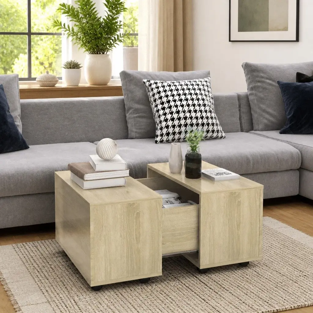Extendable Coffee Table in Sonoma Oak with Wheels