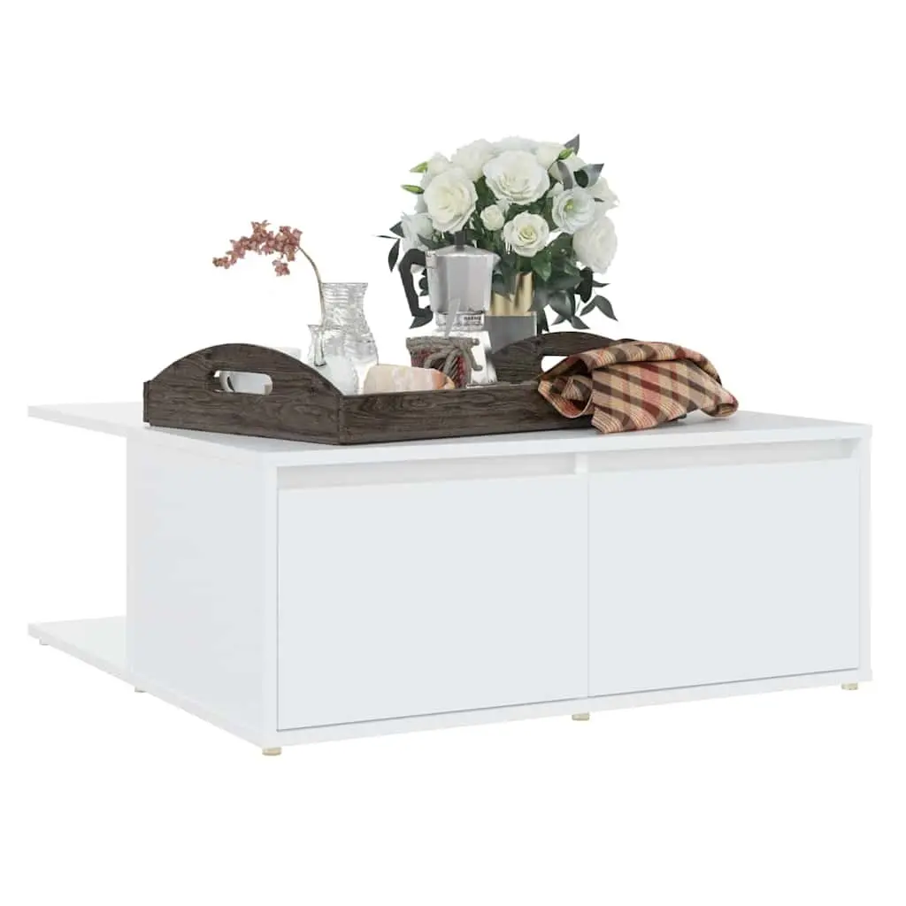 Coffee Table Engineered Wood 80x80x31cm White