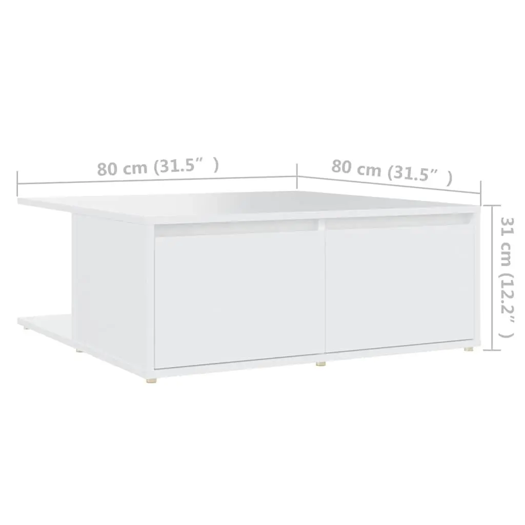 Coffee Table Engineered Wood 80x80x31cm White