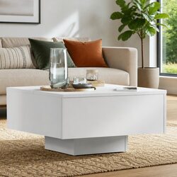 Durable White Coffee Table with Sturdy Top 60x60x31.5 cm