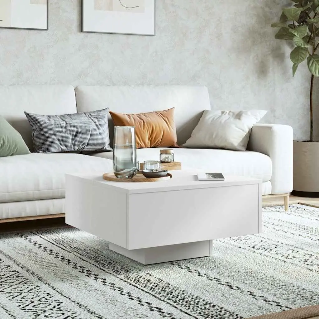 White Coffee Table with Sturdy Top 60x60x31.5 cm