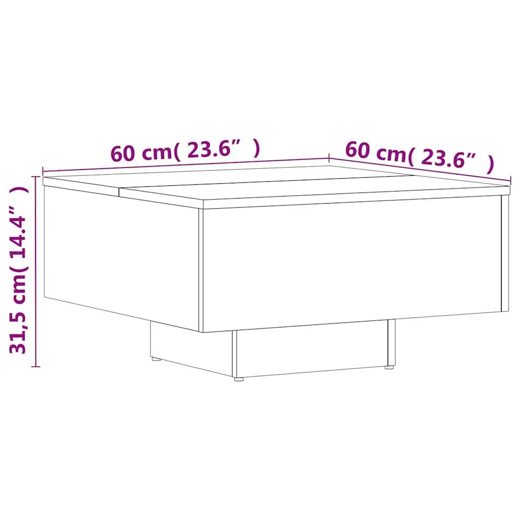 White Coffee Table with Sturdy Top 60x60x31.5 cm