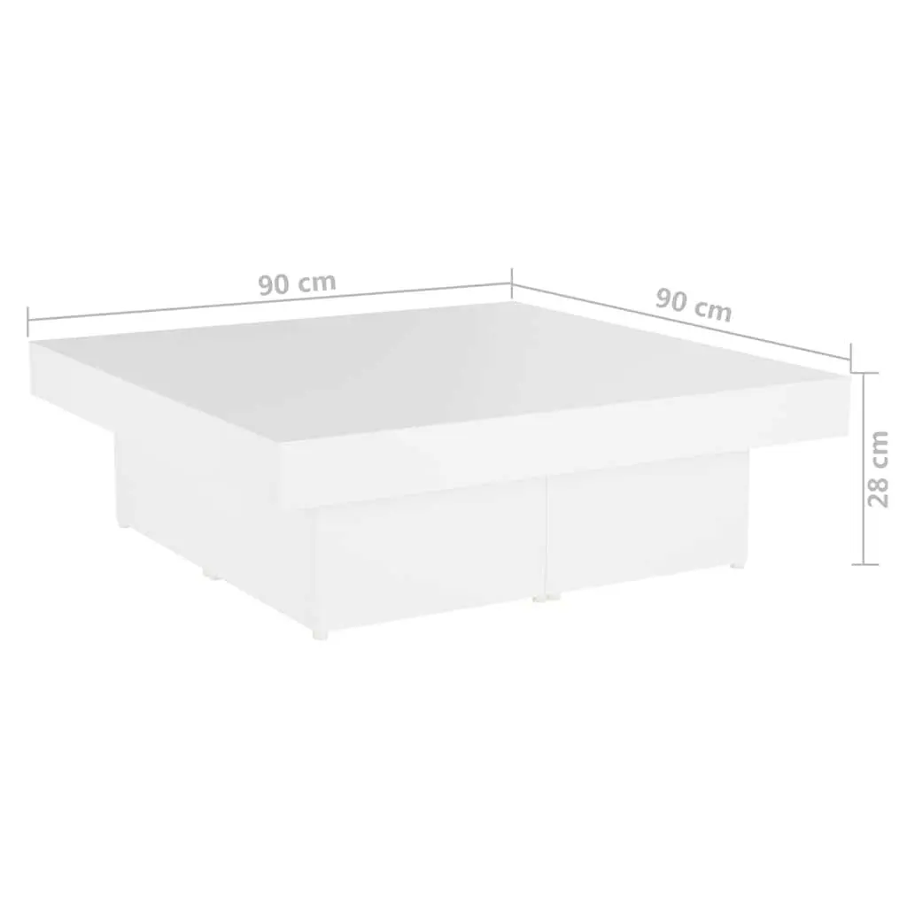 Coffee Table Engineered Wood 90x90x28cm White