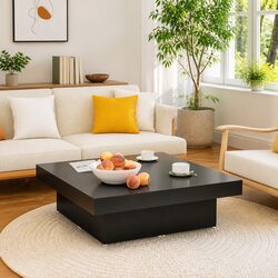 Sturdy Black Square Coffee Table for Modern Living Rooms