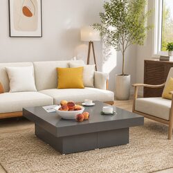 Grey Coffee Table 90x90x28cm Accent Living Room Centre Table Engineered Wood