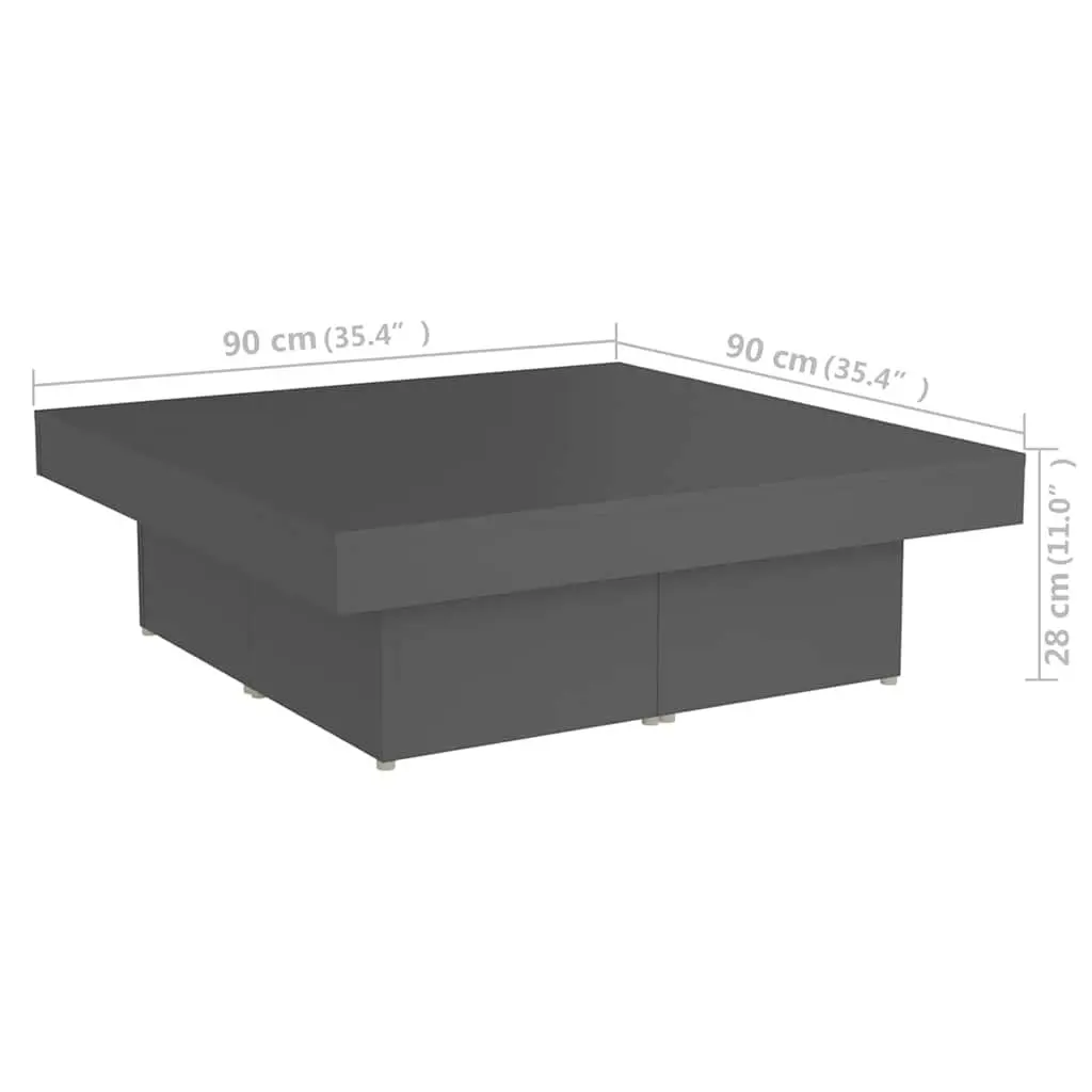 Grey Accent Coffee Table 90x90x28cm Engineered Wood