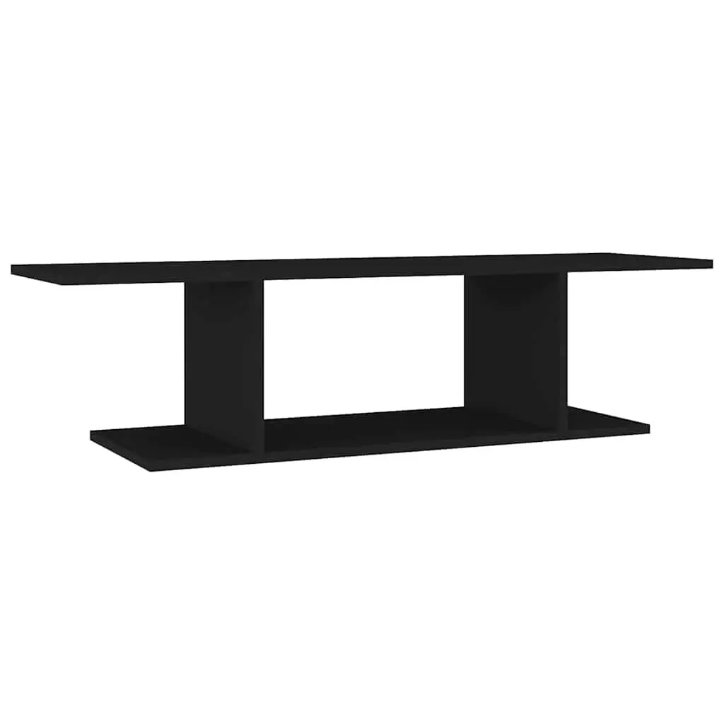 Wall Mounted TV Cabinet Black Living Room Storage Floating Shelf Unit