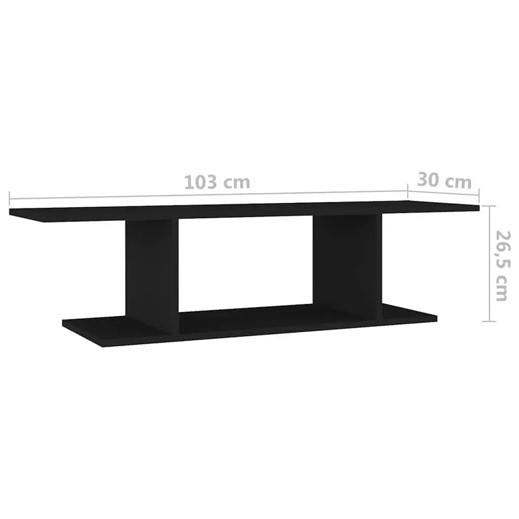 Wall Mounted TV Cabinet Black Living Room Storage Floating Shelf Unit