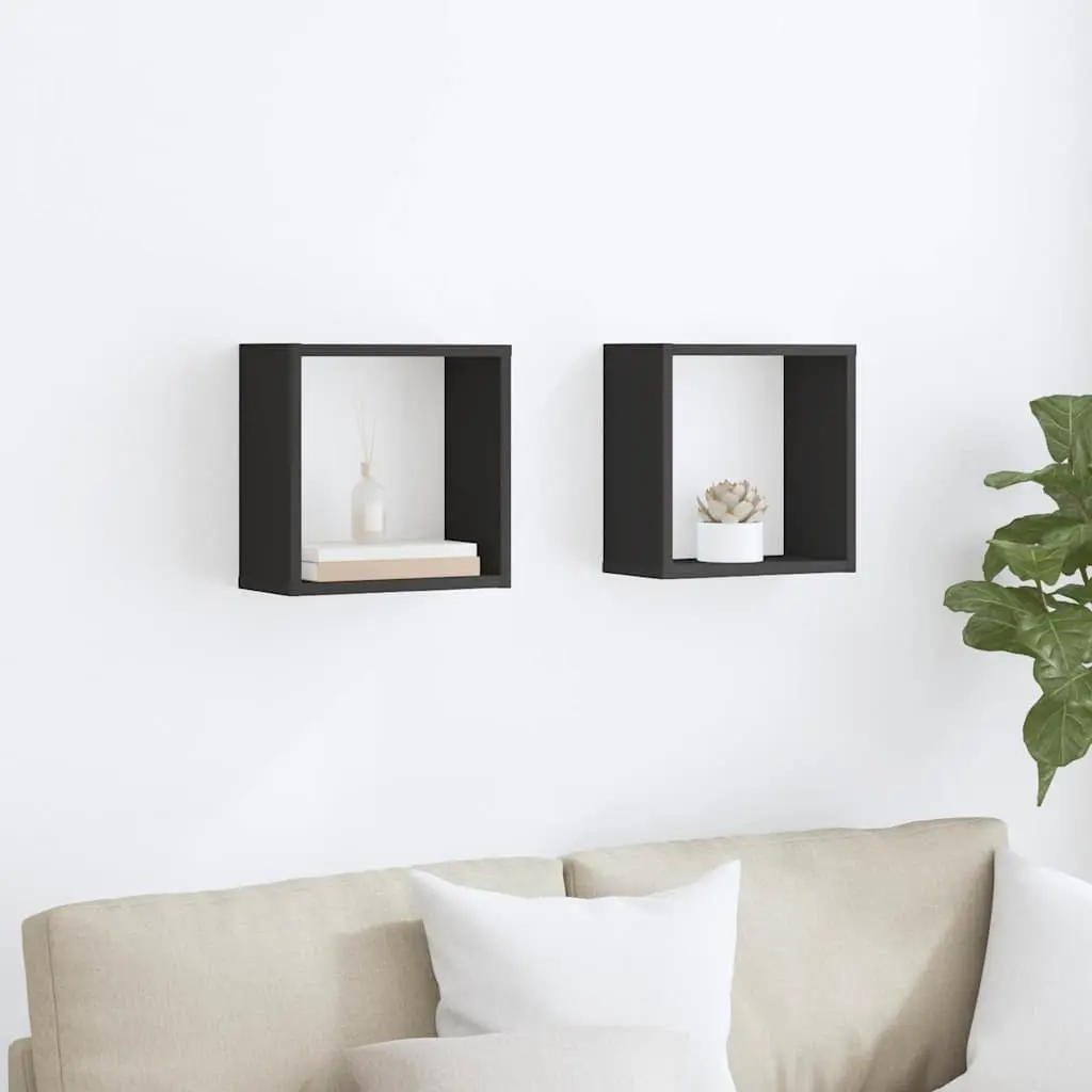 Cube Shelves Floating Storage Display Set Grey 30 x 15 x 30 cm