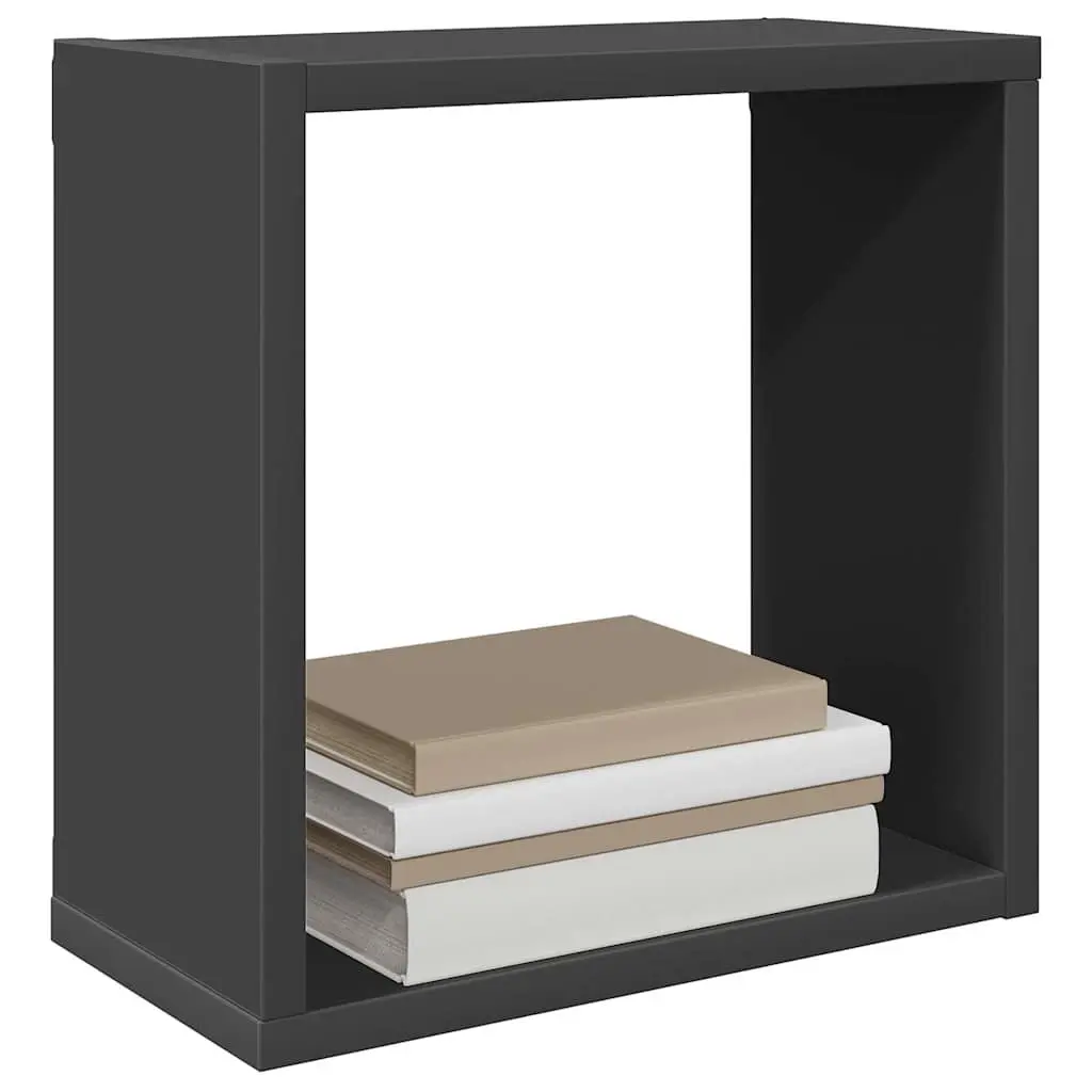 Wall Cube Shelves Set 4 pcs Grey Floating Storage Display Hanging Organiser