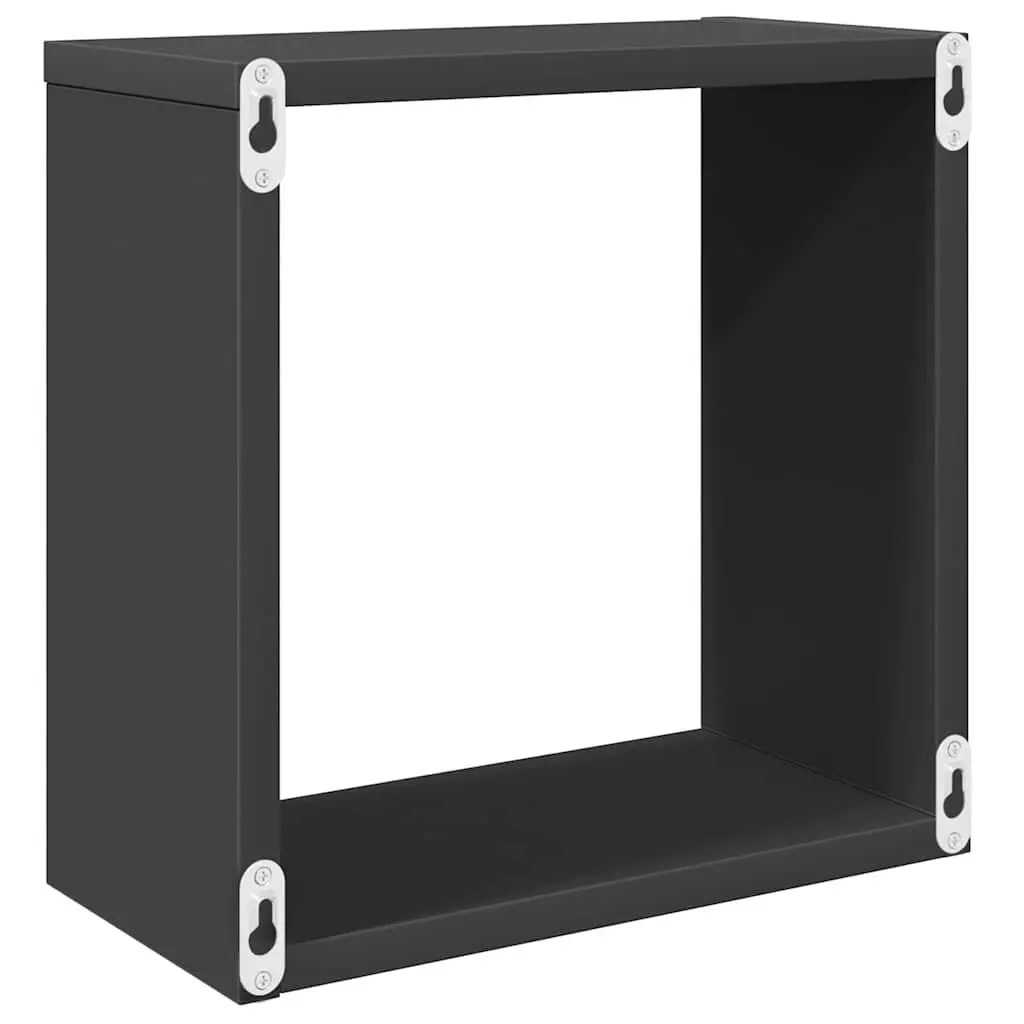 Set of 6 Floating Wall Cube Shelves in Grey