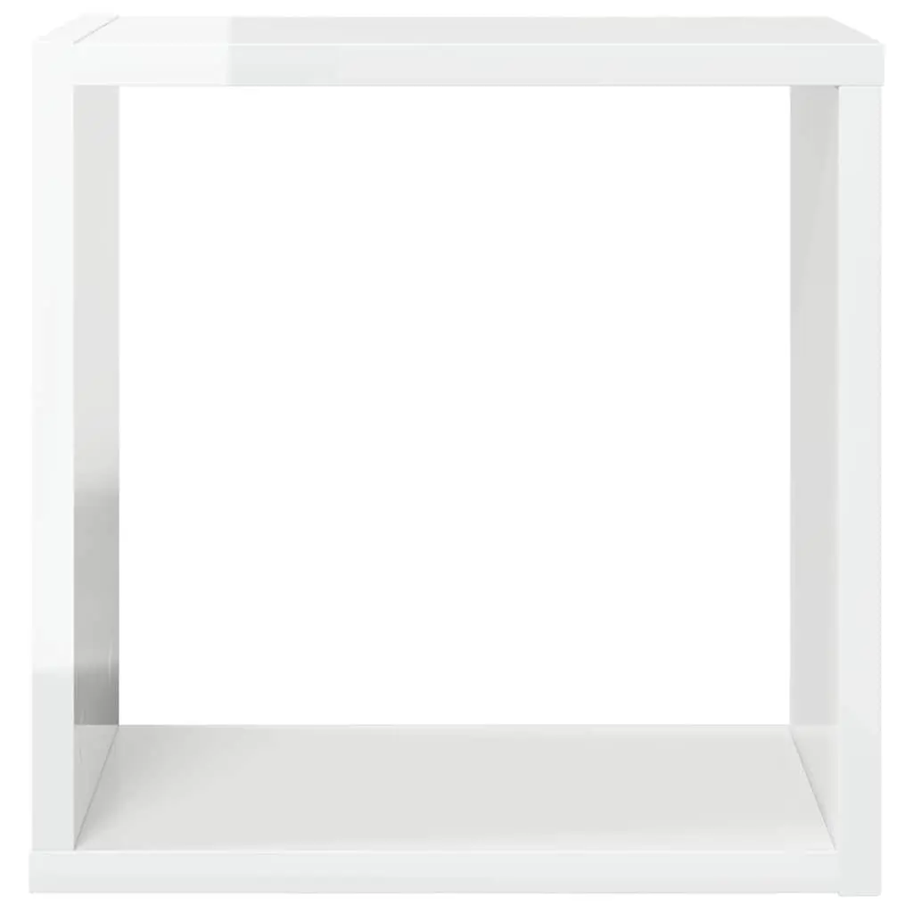 Floating Cube Shelves White 30x15x30cm Sturdy Wall Mounted Storage Display Set of Two