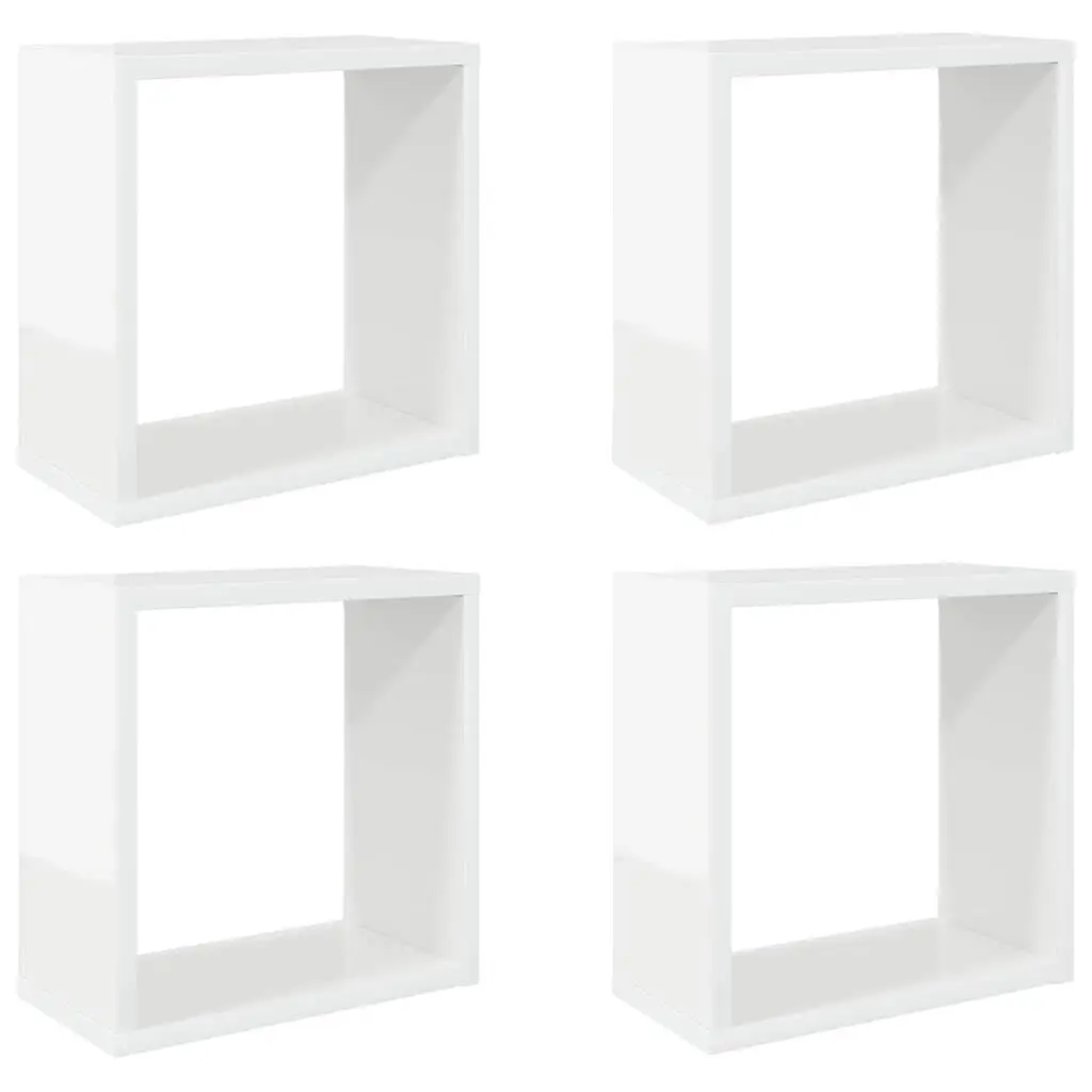 Wall Cube Shelves 4 Pieces White Floating Storage Display Organizer Home Decor