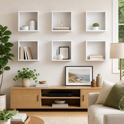 Sturdy 6-Piece Wall Cube Shelves for Display and Storage