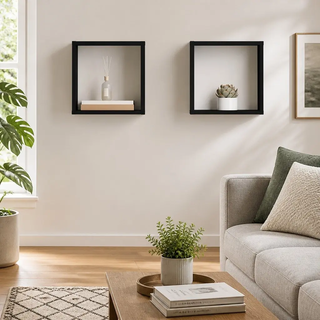 Floating Wall Cube Shelves High Gloss Black 30x15x30 cm 2 Piece