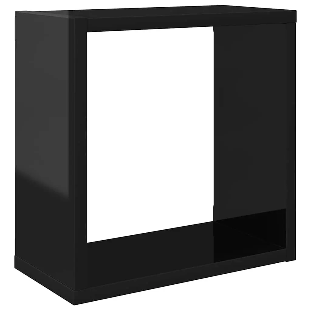 Floating Wall Cube Shelves High Gloss Black 30x15x30 cm 2 Piece