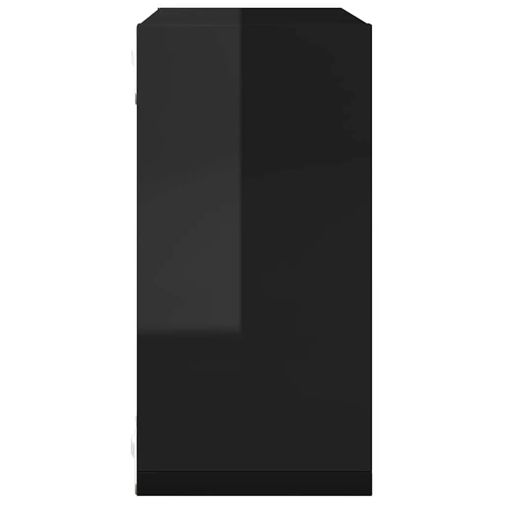 Floating Wall Cube Shelves High Gloss Black 30x15x30 cm 2 Piece