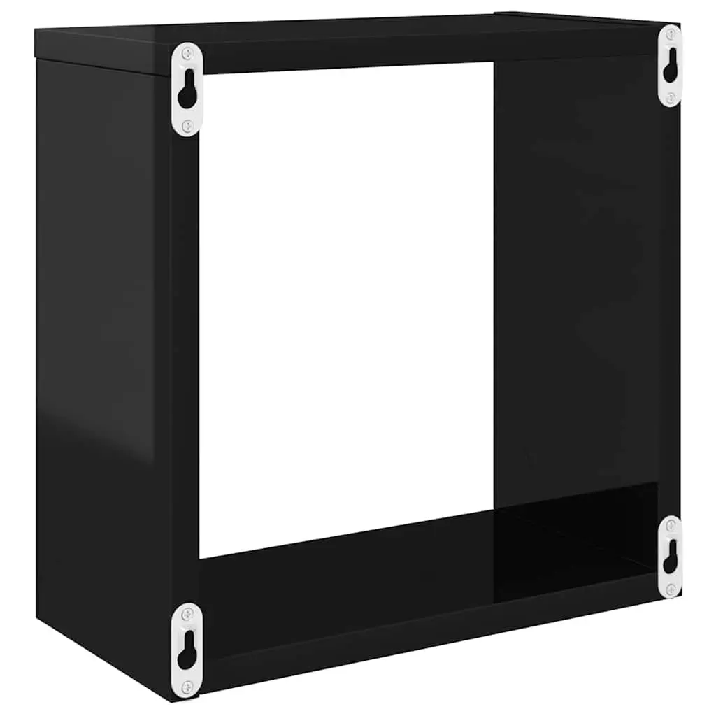 Floating Wall Cube Shelves High Gloss Black 30x15x30 cm 2 Piece
