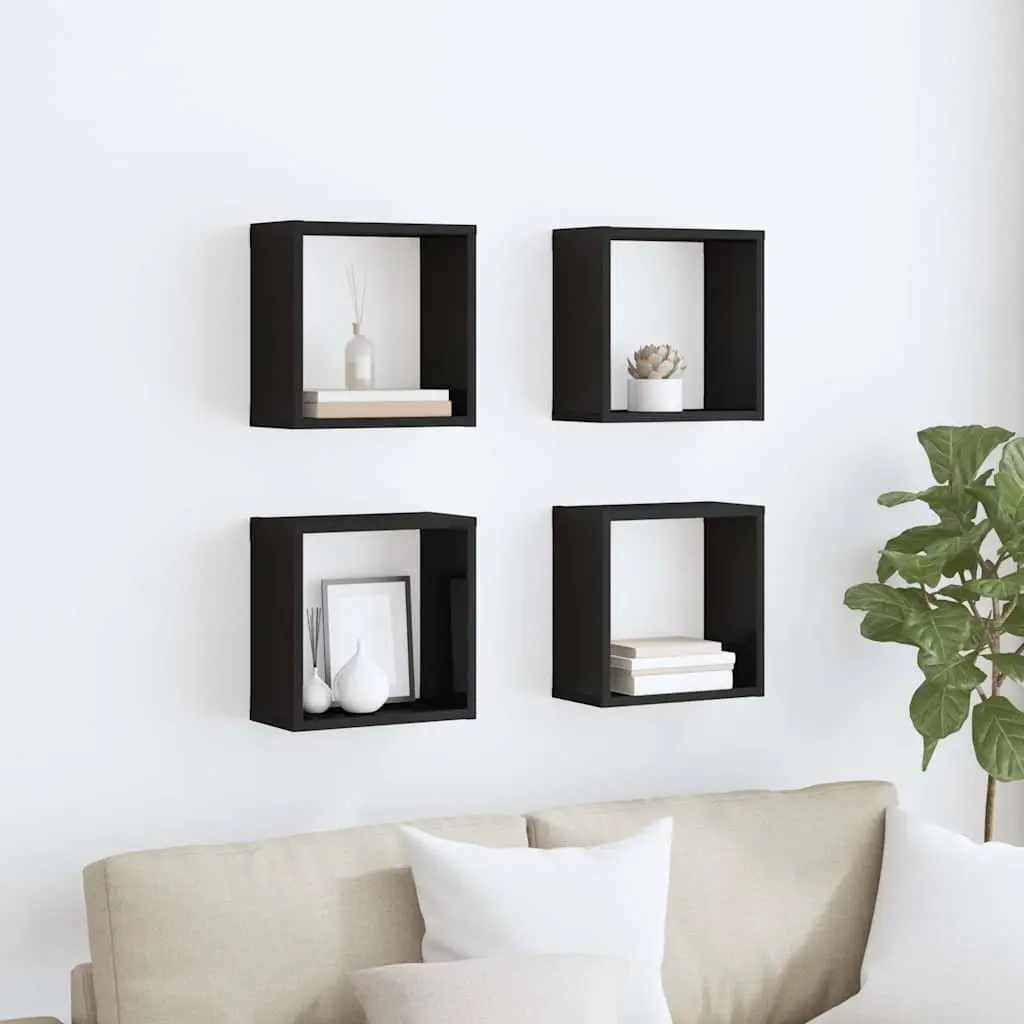 Black Wall Cube Shelves for Home Display