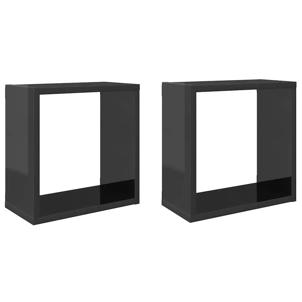 Wall Cube Shelves Grey Floating Storage Display Organizer 2 Piece