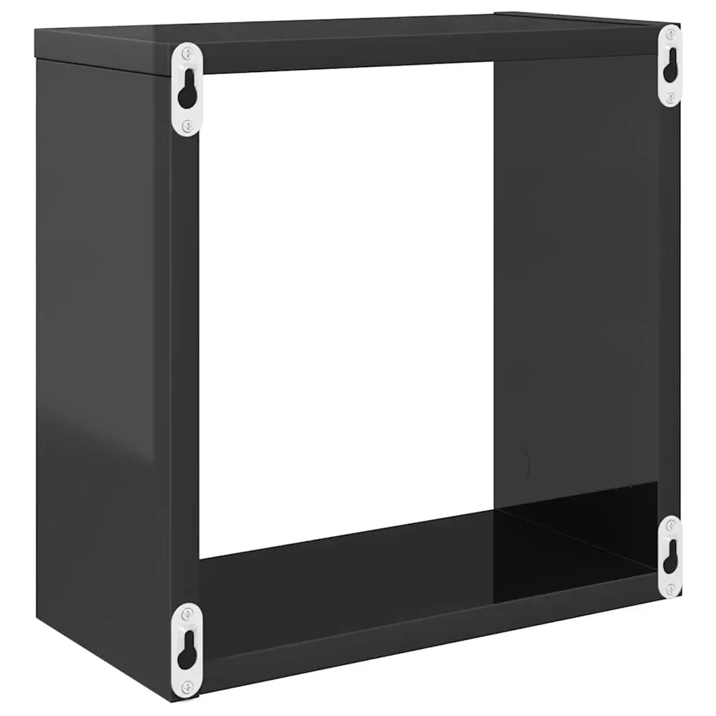 Wall Cube Shelves Grey Floating Storage Display Organizer 2 Piece