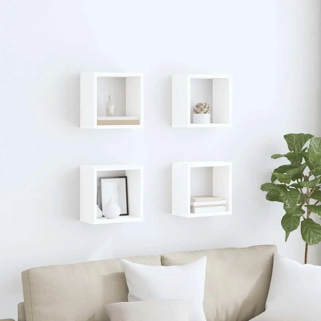 Wall Cube Shelves Set White 26 x 15 x 26 cm
