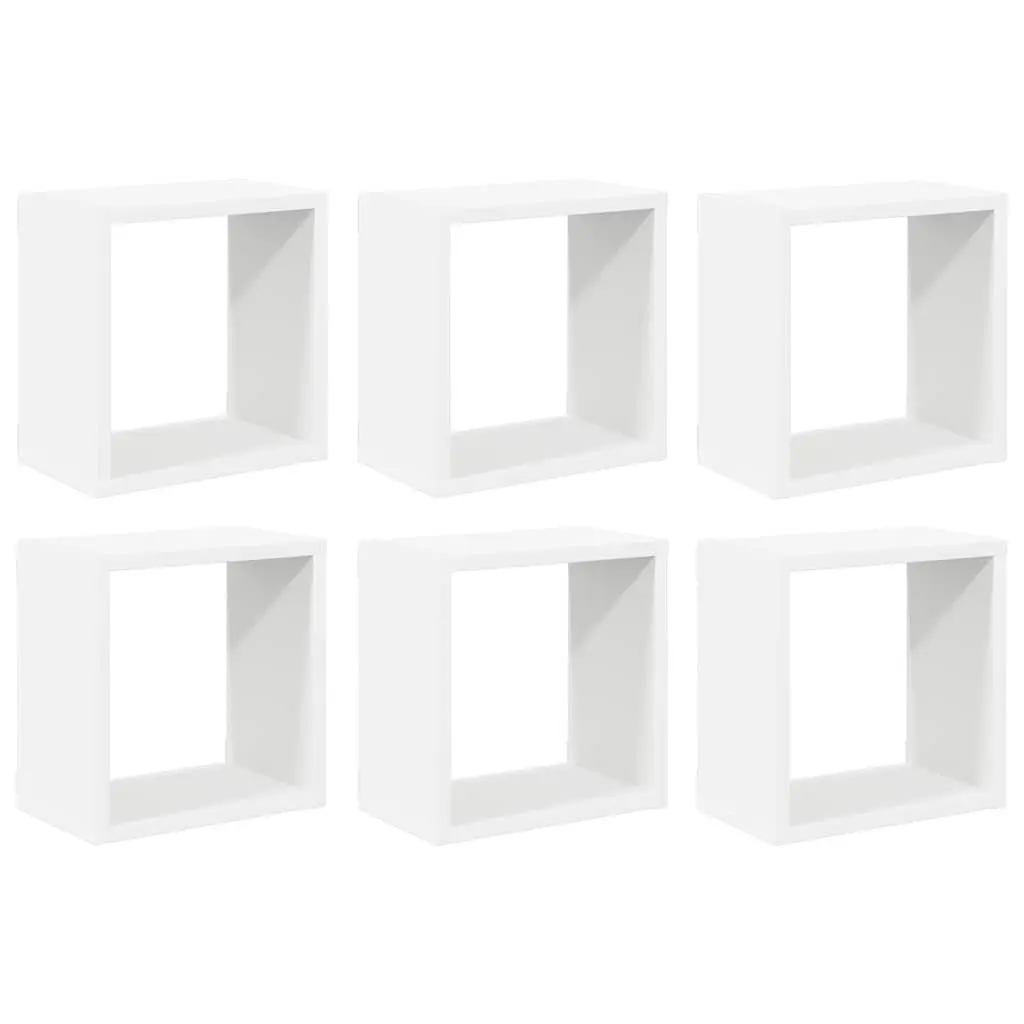 Wall Cube Shelves 6 Pcs White Floating Storage Display Organiser Bedroom Living