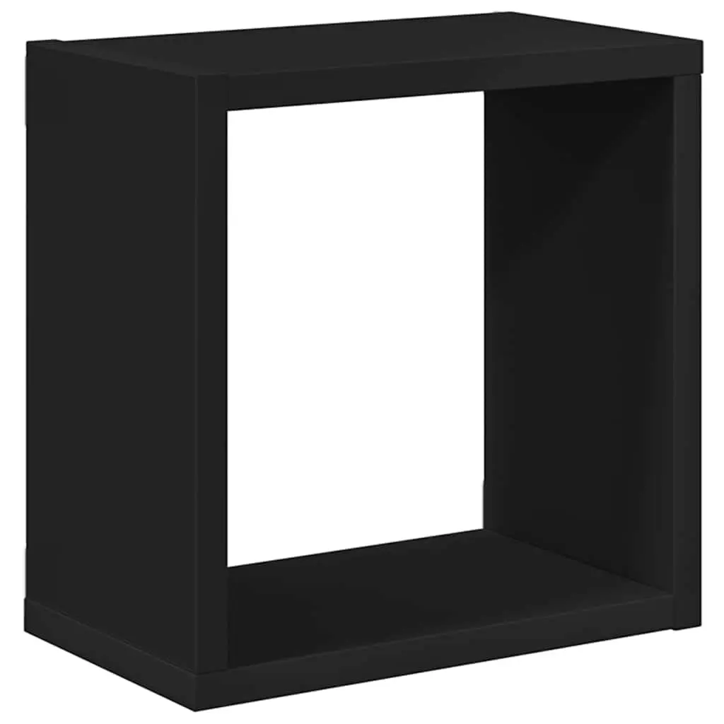 Black Wall Cube Shelves Set of 2 for Display