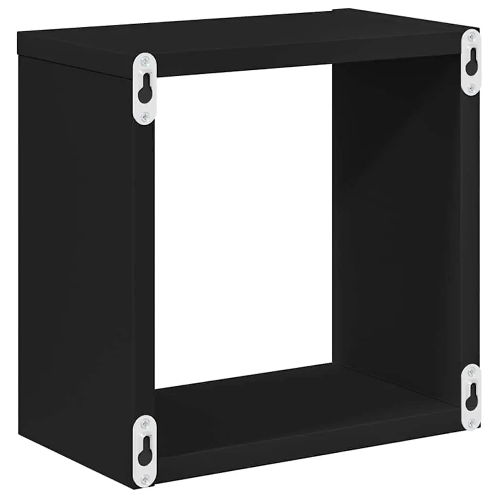 Black Wall Cube Shelves Set of 2 for Display