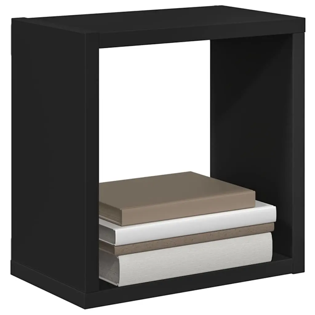 Black Wall Cube Shelves Set of 2 for Display