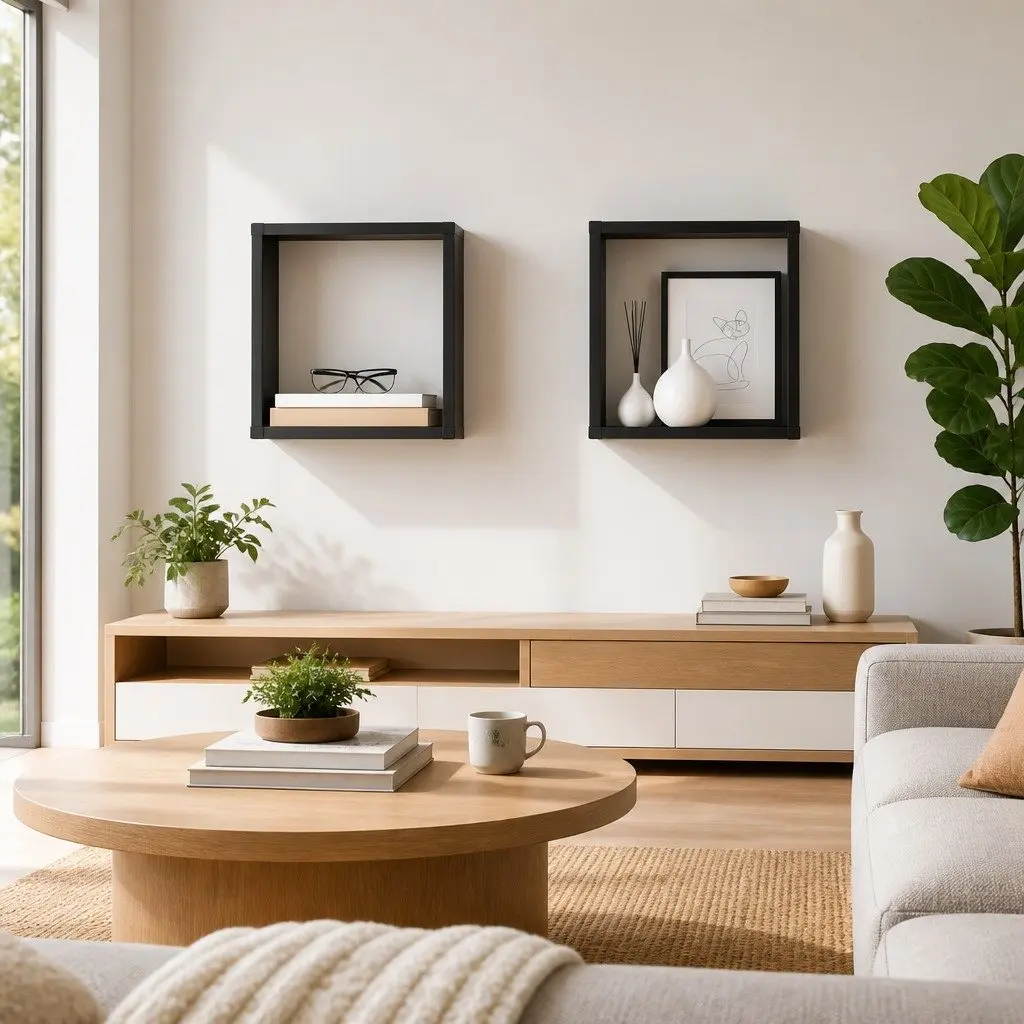 Wall Cube Shelves 2 pcs Grey Floating Storage Display Organizer Bedroom Living