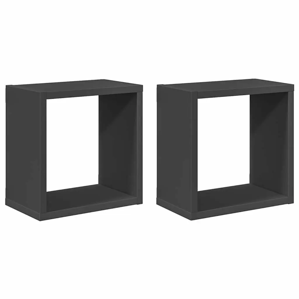 Wall Cube Shelves 2 pcs Grey Floating Storage Display Organizer Bedroom Living