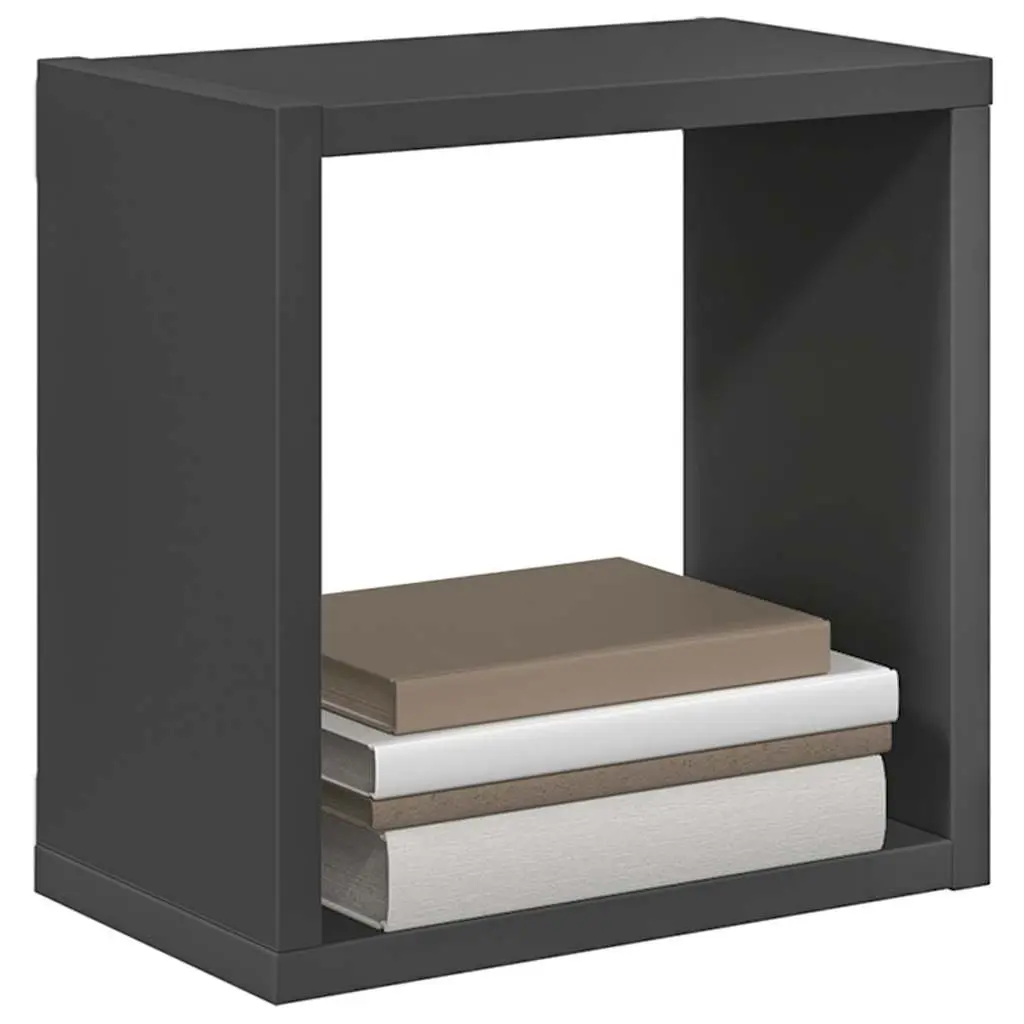 Wall Cube Shelves 2 pcs Grey Floating Storage Display Organizer Bedroom Living
