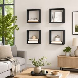 Durable Grey Wall Cube Shelves Set of 4