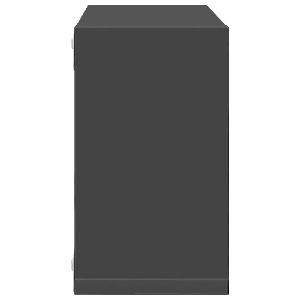 Floating Shelves Grey Wall Cubes Set of Four Decorative Storage Units for Home Organization 26x15x26cm