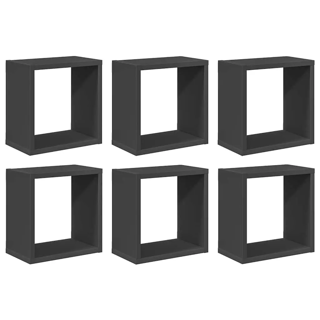 Grey Floating Cube Shelves Set of 6