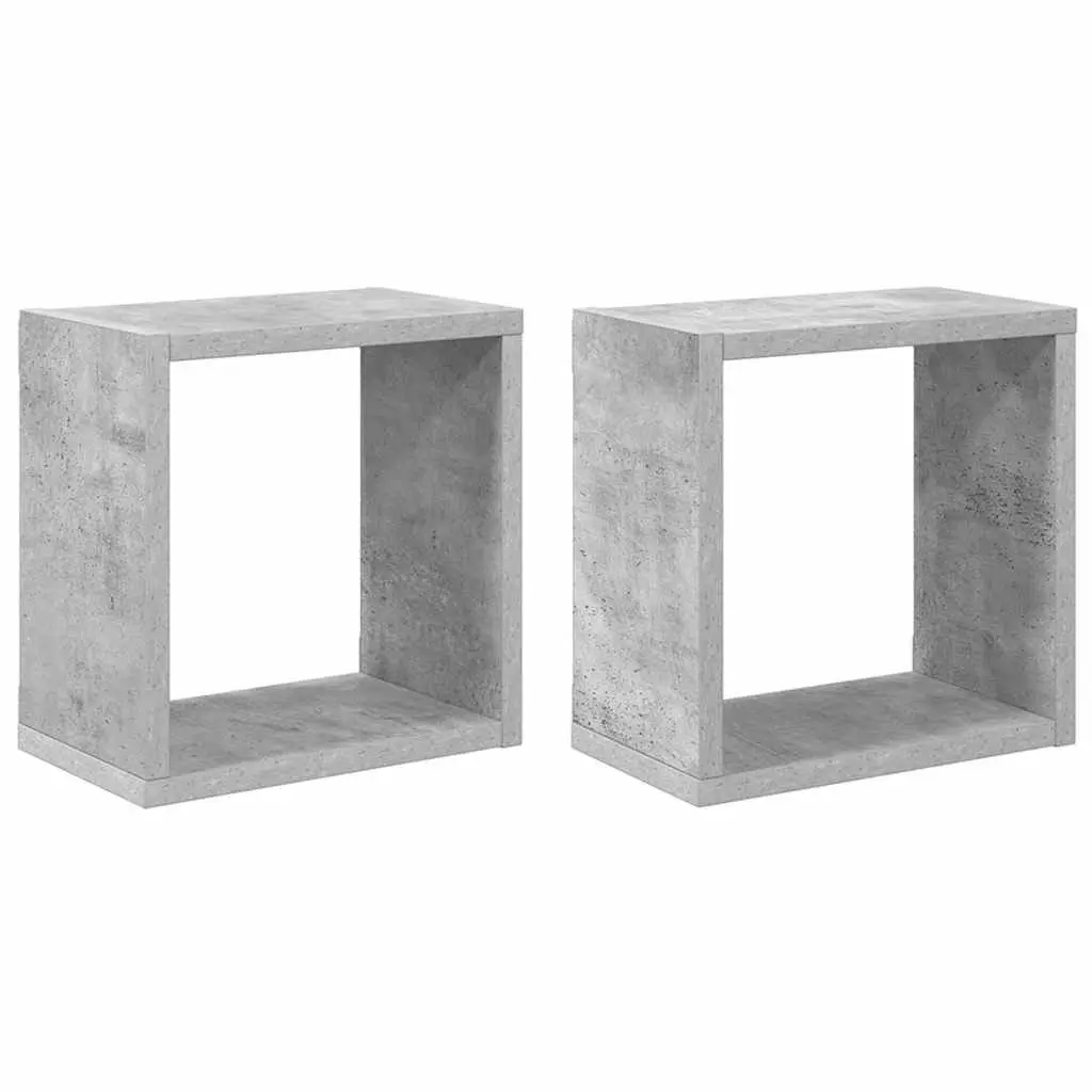 Wall Cube Shelves Set 2 pcs Grey Floating Storage Display Organiser Bedroom