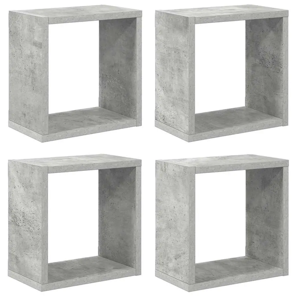Wall Cube Shelves Grey 26 x 15 x 26 cm 4 Piece Floating Storage Display Organiser