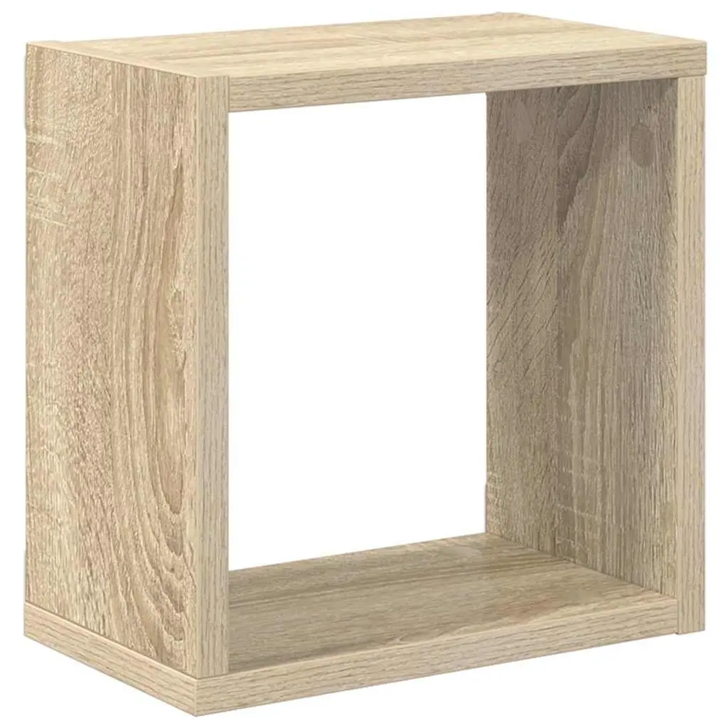 Wall Cube Shelves White Sonoma Oak 26x15x26cm 4 Pieces Floating Storage Display Organizer