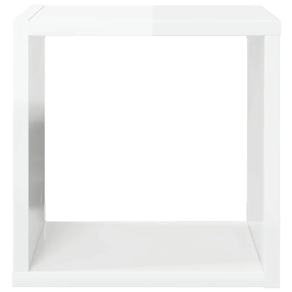High Gloss White Floating Cube Shelves Set of 4